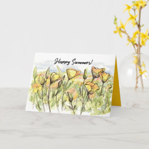 Happy Summer California Poppies Wildflowers Card