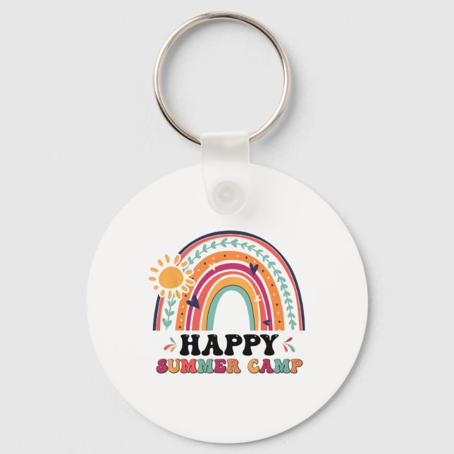 Happy Summer Camp Matching Summer Camping Rainbow  Keychain (Front)