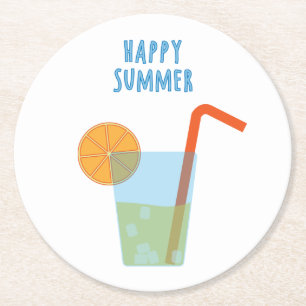 Happy Summer Coaster With A Cocktail