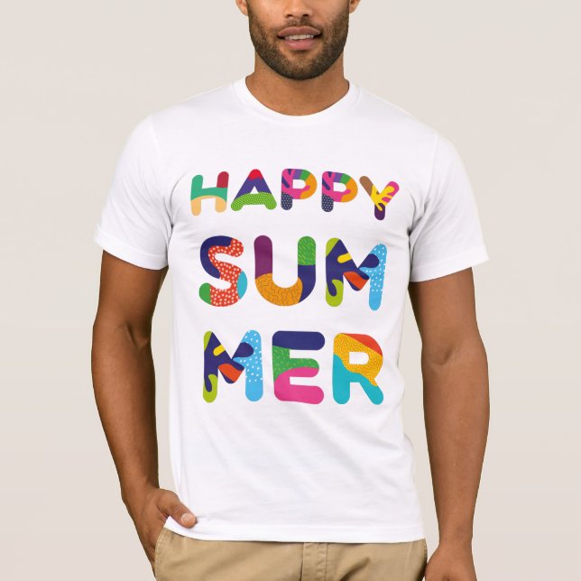 Happy Summer colourful text T-Shirt (Front)
