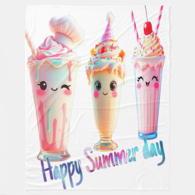Happy Summer day  Fleece Blanket (Front)