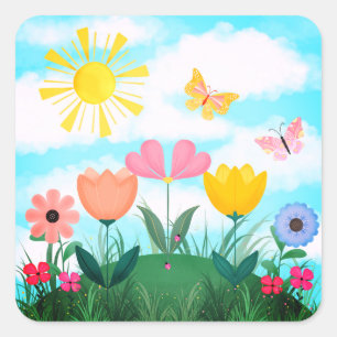 Happy Summer Day Square Sticker