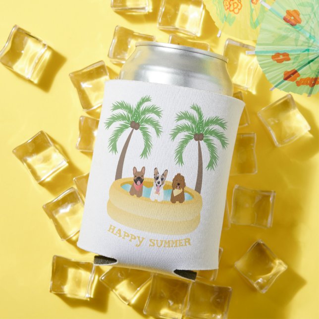 Happy Summer Dogs Swimming Pool Can Cooler (In Situ Summer)