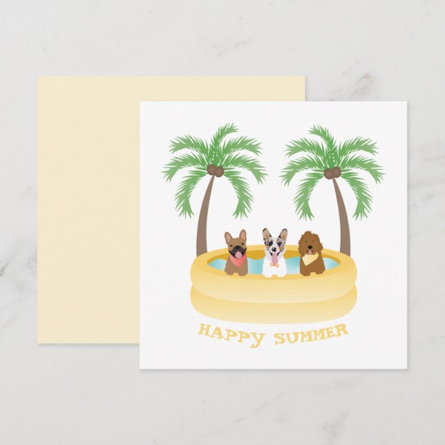 Happy Summer Dogs Swimming Pool Card (Front/Back)