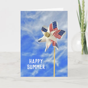 Happy Summer flag pinwheel Card