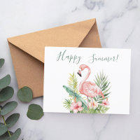 Happy Summer flamingo tropical flowers