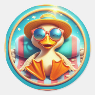 Happy summer holidays , beach fun day ,  classic round sticker