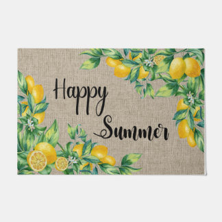 Happy Summer Lemon Mat, Cute Lemon Tree  Doormat