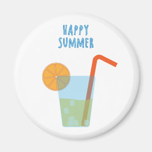Happy Summer Magnet With A Cocktail