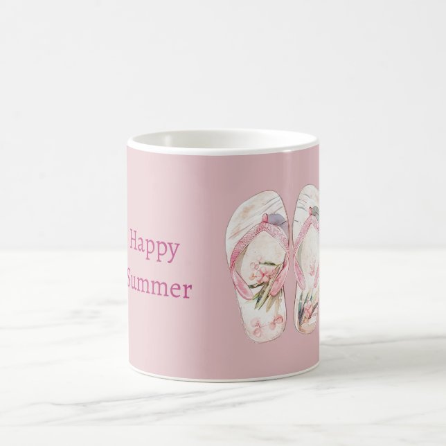 Happy Summer Pink Sandals Coffee Mug (Center)