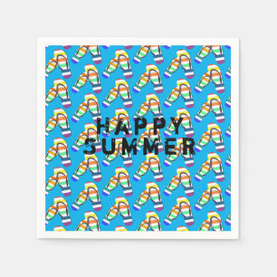 happy summer rainbow flip-flops napkin