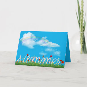 happy summer rope design with poppies card