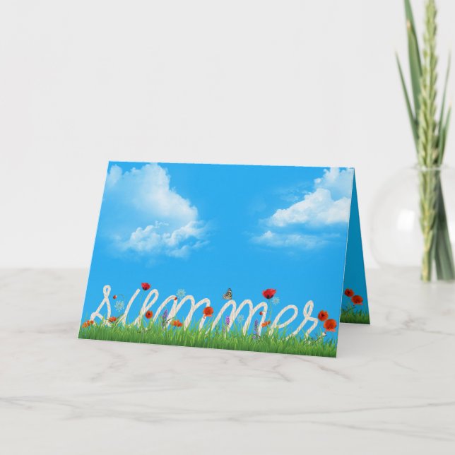 happy summer rope design with poppies card (Front)