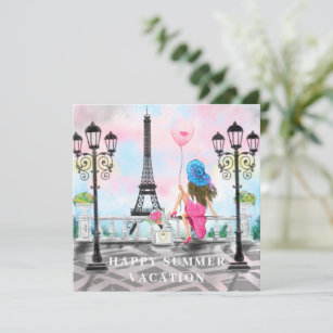 Happy Summer Vacation - I Love Paris - Painting Card