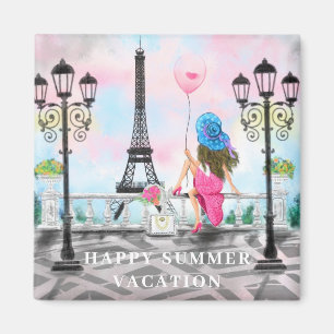Happy Summer Vacation - I Love Paris - Painting Magnet