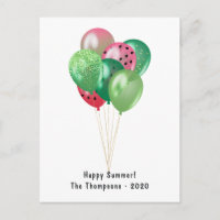 Happy Summer Watermelon Balloons Greeting