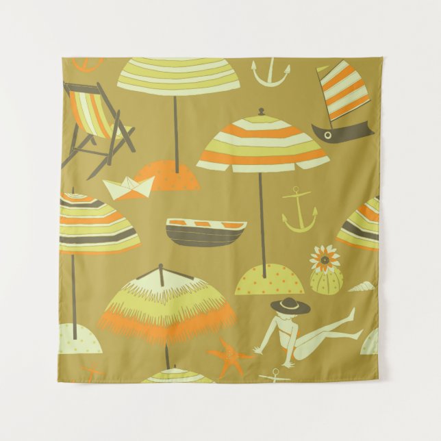 Happy Summertime Fun Seamless Pattern Tapestry (Front)