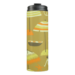 Happy Summertime Seamless Pattern Thermal Tumbler