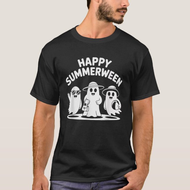 Happy Summerween Ghosts Vibes Fun Halloween  T-Shirt (Front)