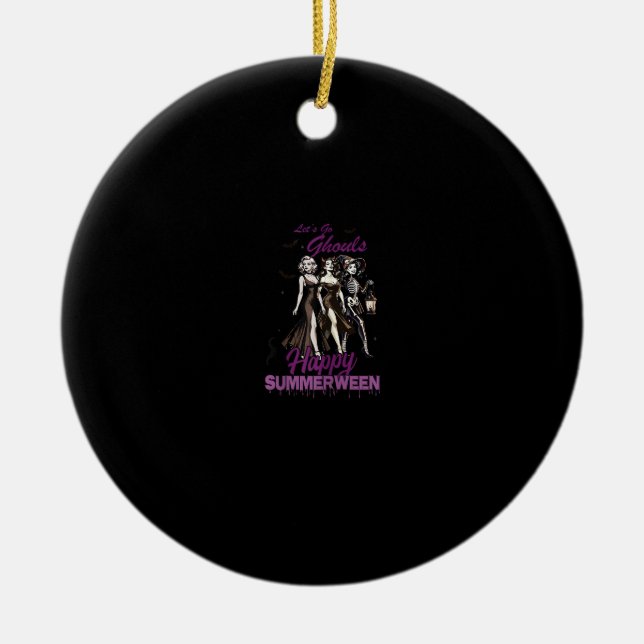 Happy Summerween Ghoul Girl Squad Ceramic Ornament (Front)
