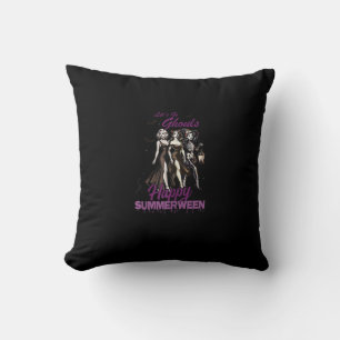 Happy Summerween Ghoul Girl Squad Throw Pillow