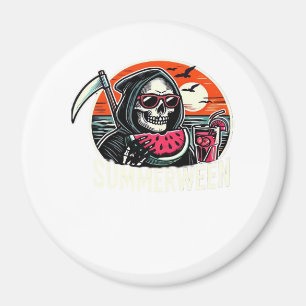 Happy Summerween Grim Reaper Watermelon Summer Hal Magnet