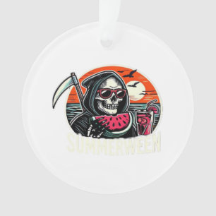 Happy Summerween Grim Reaper Watermelon Summer Hal Ornament