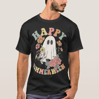 Happy Summerween Halloween Summer Floral Ghost T-Shirt
