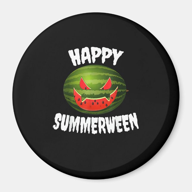 Happy Summerween Retro Watermelon Jack O Lantern Magnet (Front)