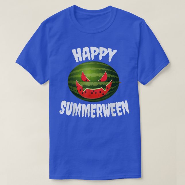 Happy Summerween Retro Watermelon Jack O Lantern  T-Shirt (Design Front)