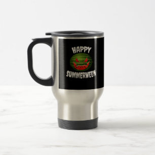 Happy Summerween Retro Watermelon Jack O Lantern Travel Mug
