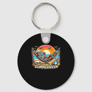 Happy Summerween Skeleton Drink Summer Halloween C Keychain