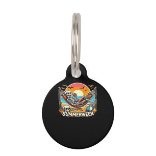 Happy Summerween Skeleton Drink Summer Halloween C Pet Tag