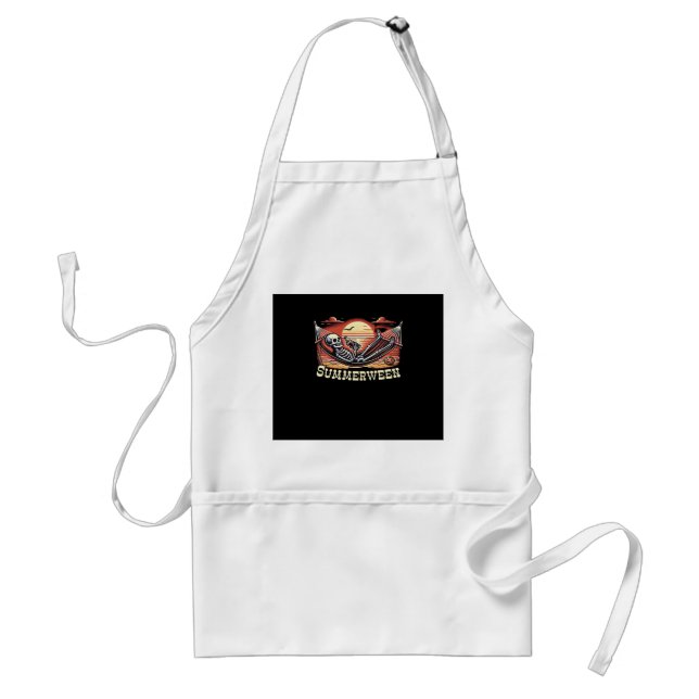 Happy Summerween Skeleton Drink Summer Halloween C Standard Apron (Front)