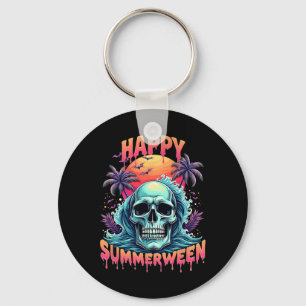 Happy Summerween Skeleton Summer Watermelon Jack-o Keychain