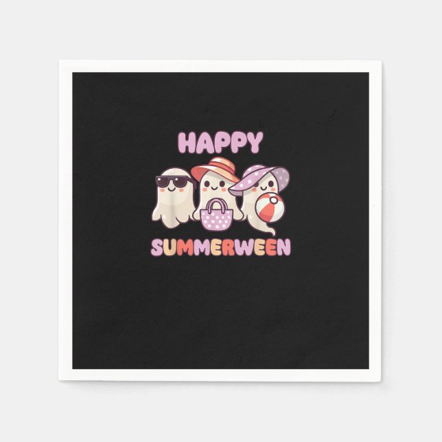 Happy Summerween Summer Halloween Ghost Napkin (Front)