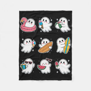 Happy Summerween Summer Halloween Ghost Women Boy  Fleece Blanket