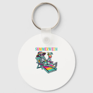 Happy Summerween Summer Halloween Skeleton Keychain