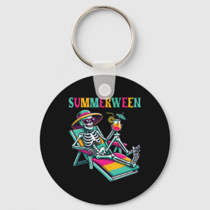Happy Summerween Summer Halloween Skeleton Keychain