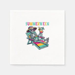Happy Summerween Summer Halloween Skeleton Napkin
