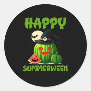 Happy Summerween Summer Watermelon Jack-O-Lantern  Classic Round Sticker