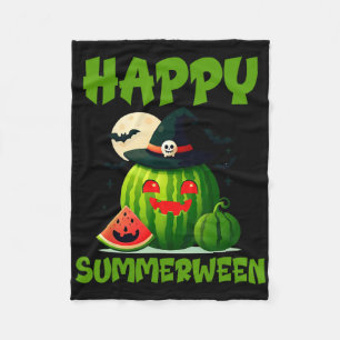 Happy Summerween Summer Watermelon Jack-o-lantern Fleece Blanket
