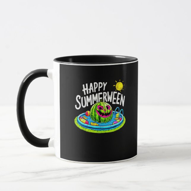 Happy Summerween Summer Watermelon Jack-O-Lantern  Mug (Left)