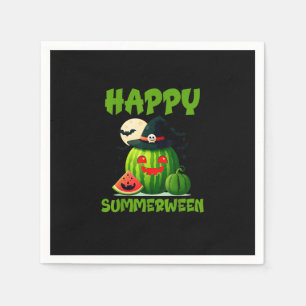 Happy Summerween Summer Watermelon Jack-O-Lantern  Napkin