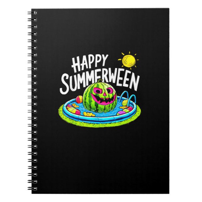 Happy Summerween Summer Watermelon Jack-O-Lantern  Notebook (Front)