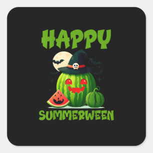 Happy Summerween Summer Watermelon Jack-O-Lantern  Square Sticker