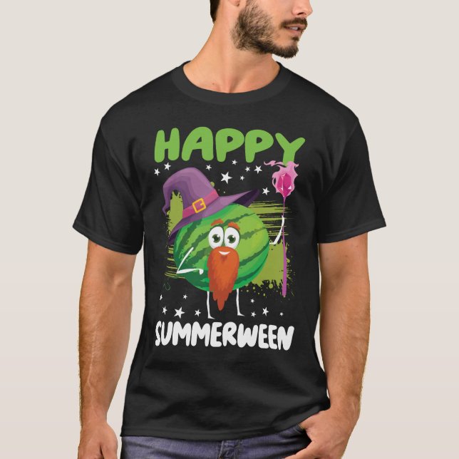 Happy Summerween Summer Watermelon Jack-o-lantern  T-Shirt (Front)