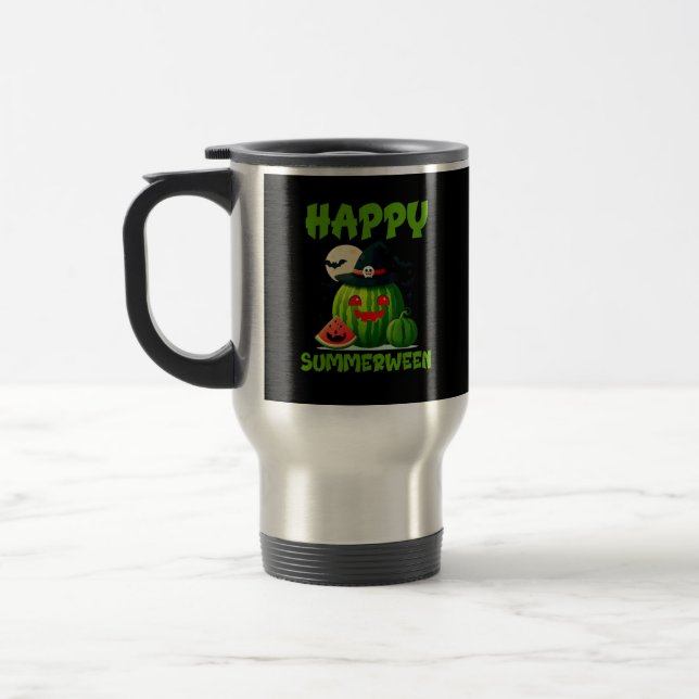Happy Summerween Summer Watermelon Jack-O-Lantern  Travel Mug (Left)