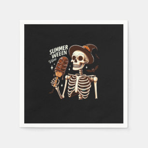 Happy Summerween Vibes Skeleton IceCream Summer Ha Napkin
