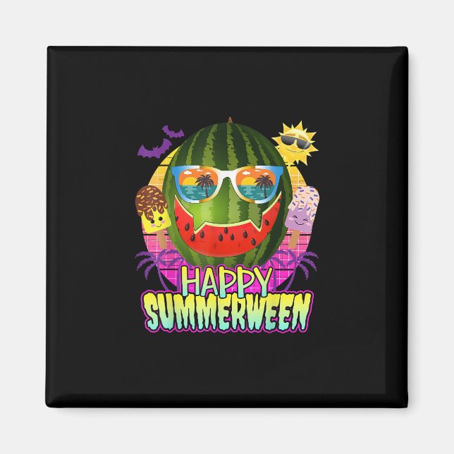 Happy Summerween Watermelon Jack O Lantern Summer  Magnet (Front)